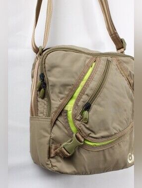 Vintage Y2K Gravis Technical Nylon Shoulder Bag Gorpcore Khaki Neon